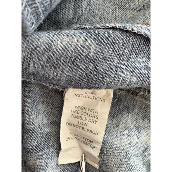 Rolling Paper Vintage Large Distressed Acid Wash Denim Women’s Jean Jacket Boho - Picture 5 of 13